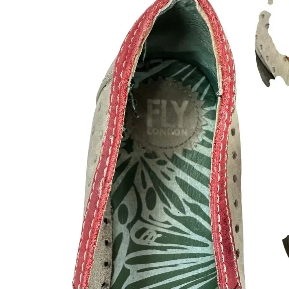 Fly London Womens Yedi Wedge Shoes Perforated Leather Platform EU 42